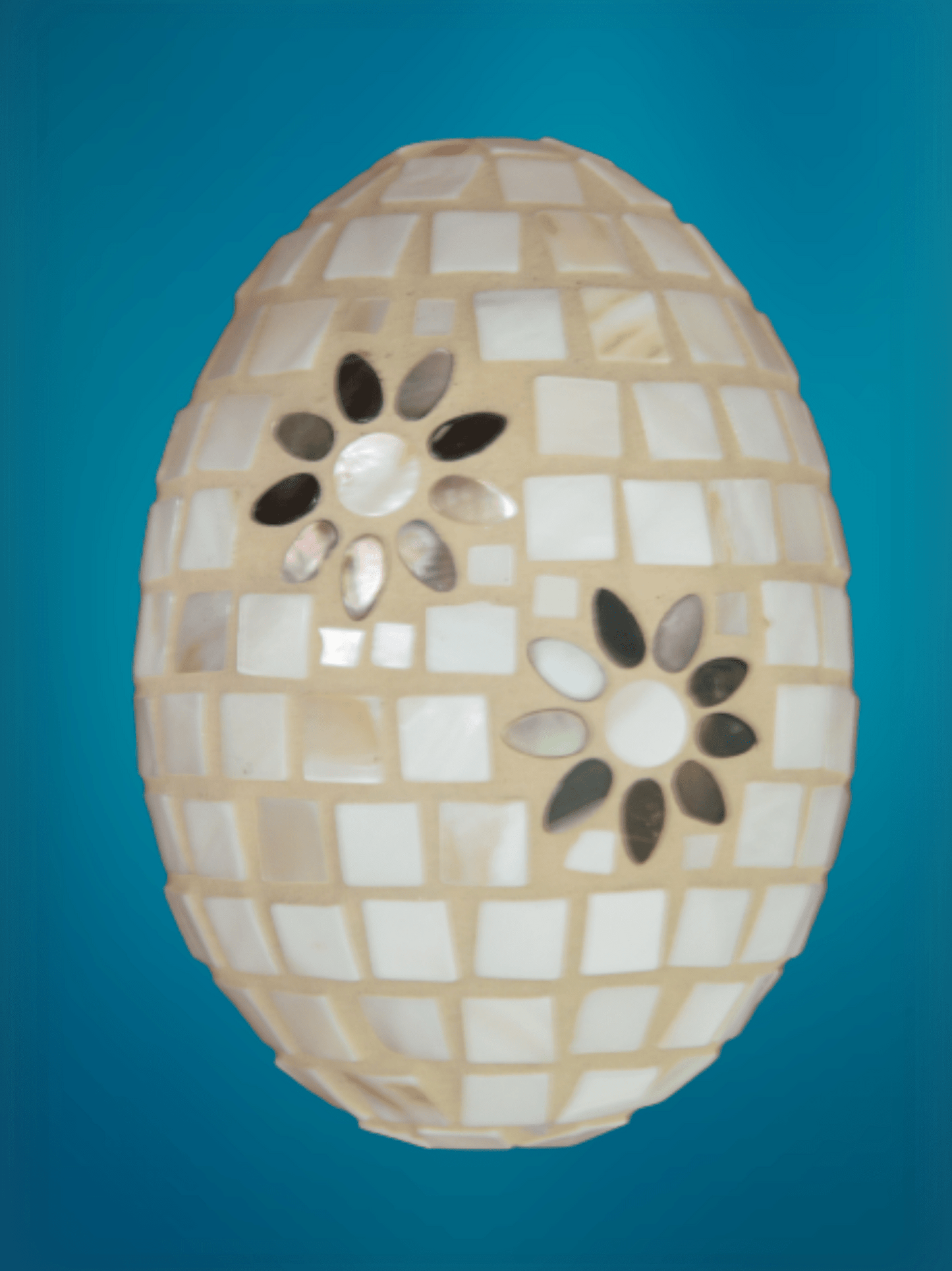 Mosaik Osterei Perlmutt Blume in 3 Größen - Mosaikkasten Deko für draußen Dekoidee