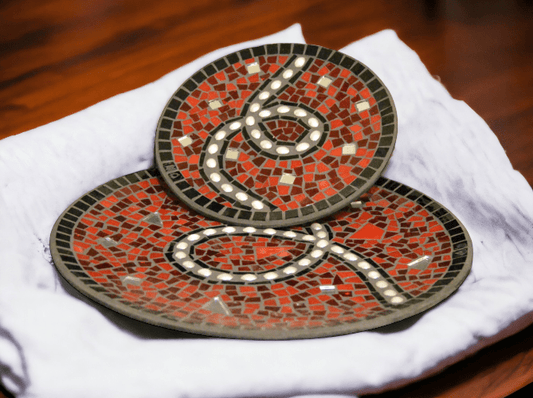Mosaikteller rot schwarz Perle in 2 Größen - handgemacht #0127 - Mosaikkasten dekoidee handgemacht
