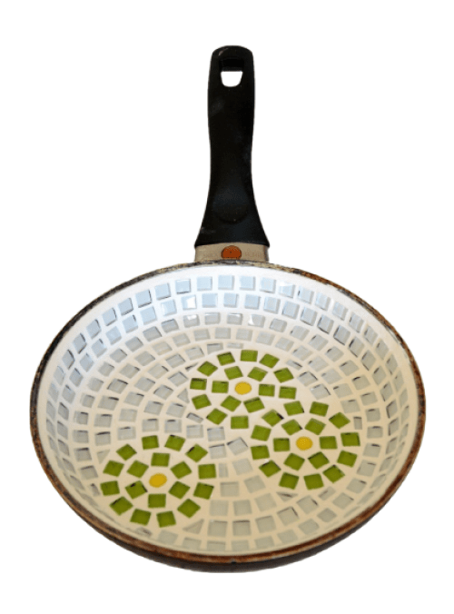 Vogeltränke Vogelbad weiß grün gelb 20 cm - Einzelstück - Mosaikkasten aus alt mach neu bienenfreund